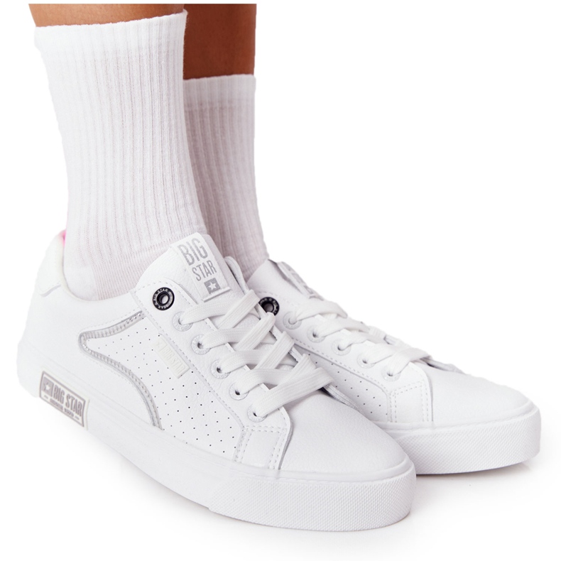 Sneakers da Donna in Pelle Big Star HH274075 Bianche e Argento bianca