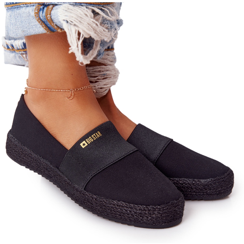 Espadrillas nere su suola intrecciata Big Star HH274482 nero d'oro