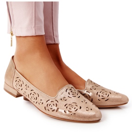 Mocassini traforati Sergio Leone BL627 Oro beige d'oro