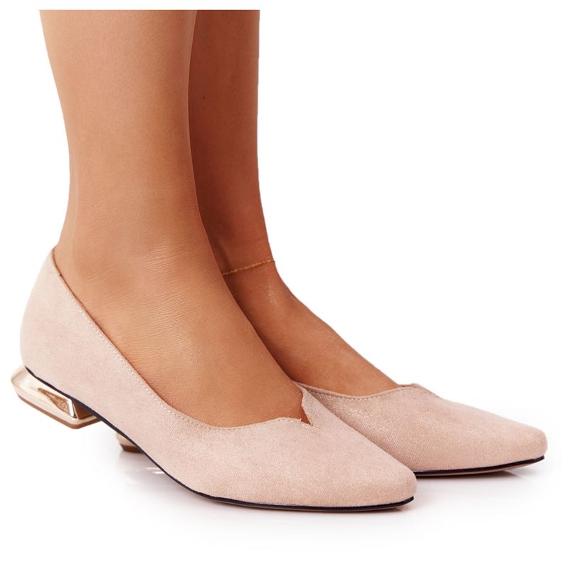 Mocassini Con Tacco Oro Vinceza 21-10601 Beige