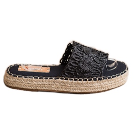 Seastar Espadrillas Infradito Su Una Piattaforma Di Paglia nero