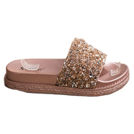 Seastar Pantofole alla moda sulla piattaforma marrone d'oro