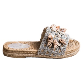 Seastar Pantofole Sulla Piattaforma Con Conchiglie beige grigio