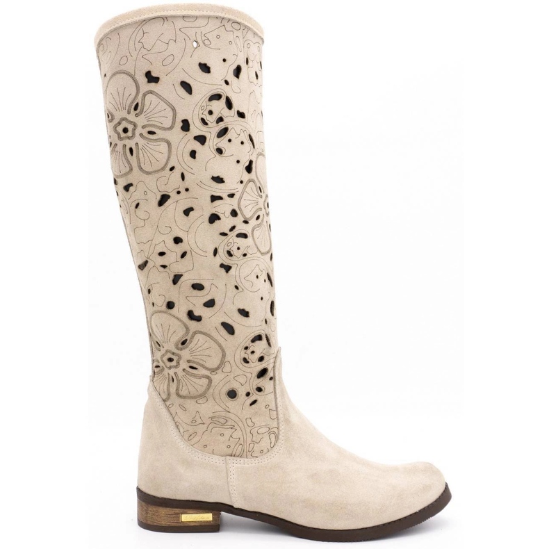 Olivier Stivali traforati da donna Fiori beige chiaro