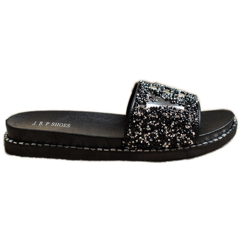 SHELOVET Pantofole Alla Moda Con Cristalli nero d'argento