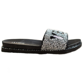 SHELOVET Infradito alla moda con cristalli nero argento