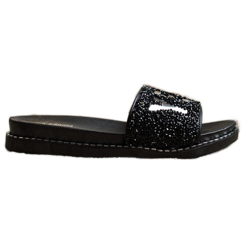 SHELOVET Pantofole Alla Moda Con Cristalli nero