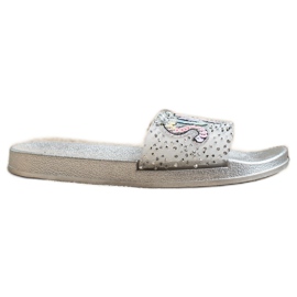 SHELOVET Ciabatte super paillettes incolore d'argento
