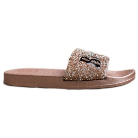 SHELOVET Bellissime infradito con cristalli d'oro