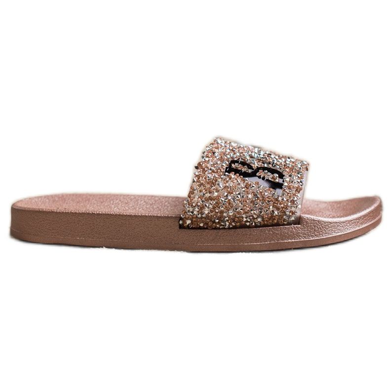 SHELOVET Bellissime infradito con cristalli d'oro