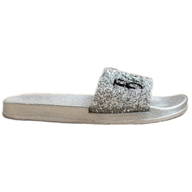 SHELOVET Bellissime infradito con cristalli argento