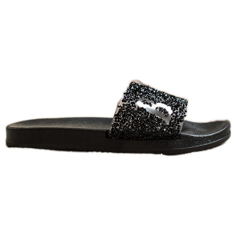 SHELOVET Belle pantofole con cristalli nero