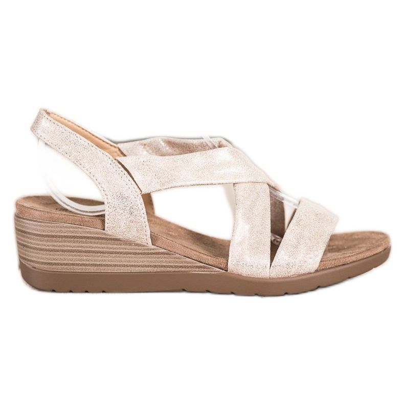 S. BARSKI Sandali con zeppa S.BARSKI beige d'oro