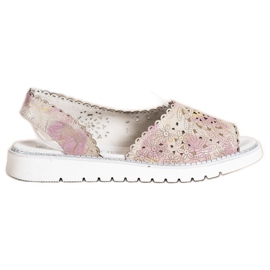 SHELOVET Comodi sandali in pelle beige rosa d'oro