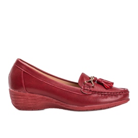 Mocassini in ecopelle bordeaux su zeppa Anne rosso