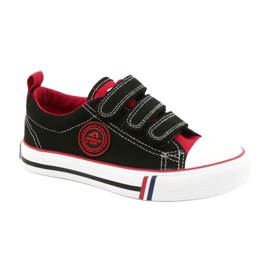 Sneakers Bambini Americane Con Velcro American Club LH61 Nero-Rosso