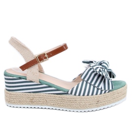 Sandali con zeppa espadrillas bianche e verdi DZ8009 Green beige bianco marrone verde