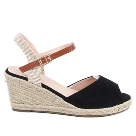 Espadrillas nere open toe 77-207 Black beige marrone nero