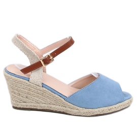 Espadrillas blu open toe 77-207 Blue beige marrone