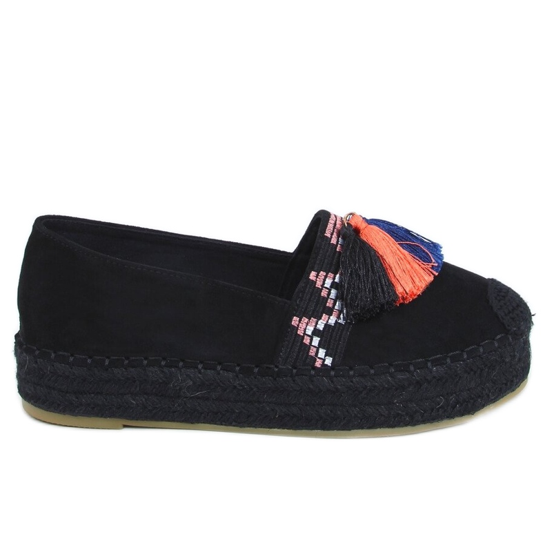 Nero 1735 Espadrillas nere con frange