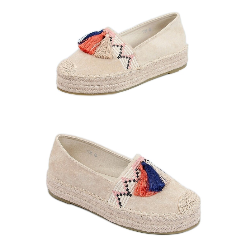 Espadrillas con frange beige 1735 Beige