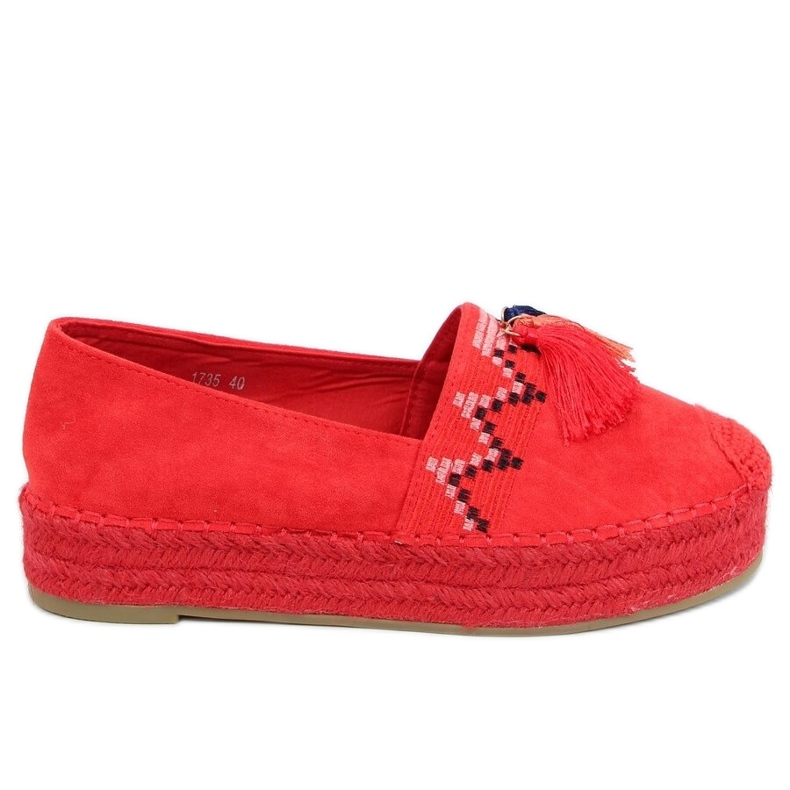 Red 1735 Espadrillas rosse con frange rosso
