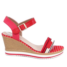 Sandali rossi con zeppa A89832 Rosso
