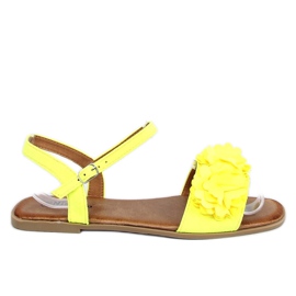 Sandali gialli da donna con fiori PA-370 Yellow giallo