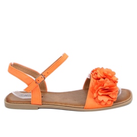 Sandali donna con fiori arancio PA-370 Orange arancia