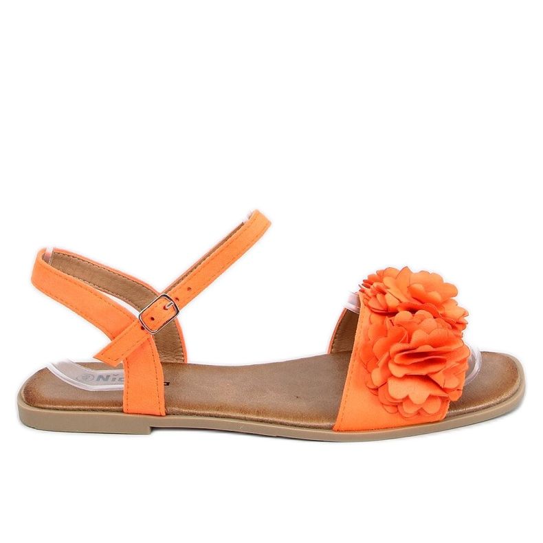 Sandali donna con fiori arancio PA-370 Orange arancia