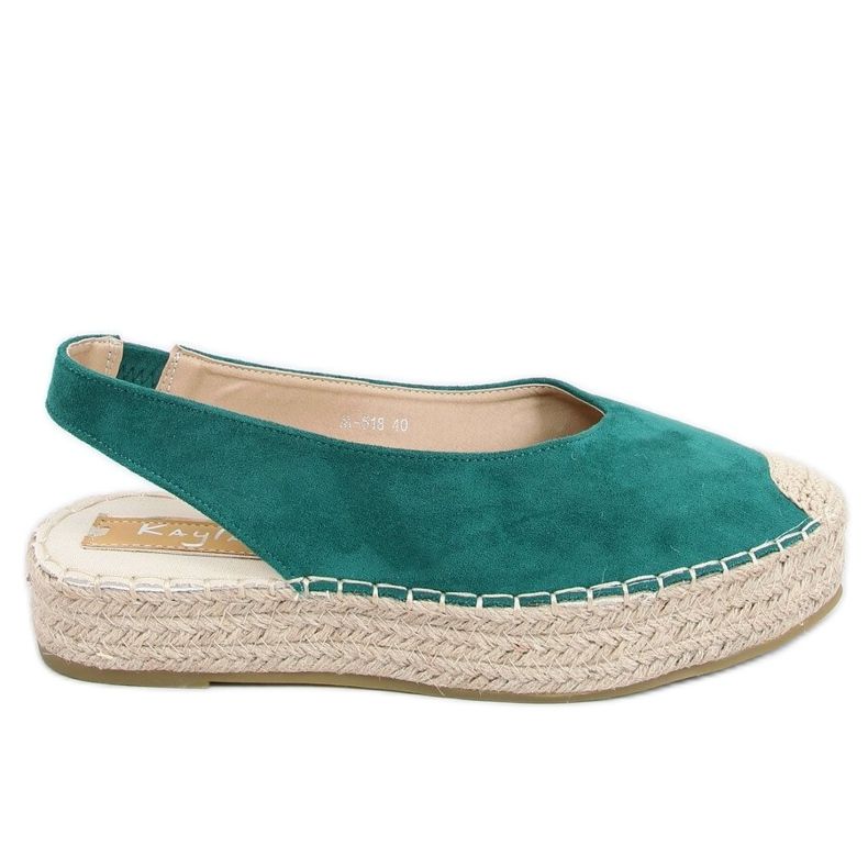 Espadrillas verdi con tacco aperto M-518 Green verde