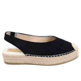 Nero M-518 Espadrillas nere con tacco aperto