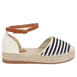 9R108 Espadrillas a righe nere beige marrone nero