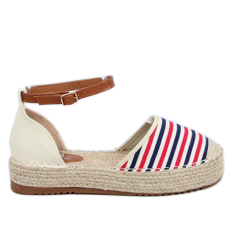 Espadrillas a righe 9R108 Mix beige marrone rosso blu navy