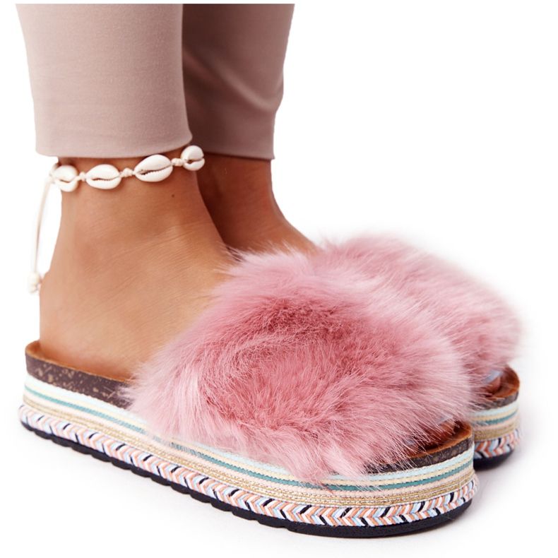 Seastar Pantofole rosa Adventure Platform con pelliccia