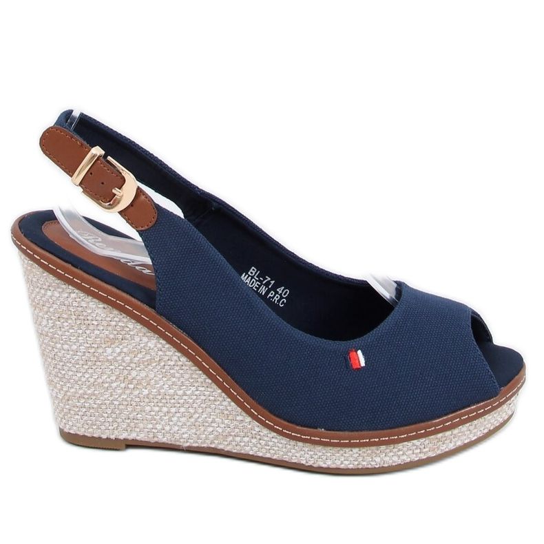 Sandali con zeppa BL-71 Navy blu navy