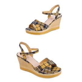 Sandali con zeppa a scacchi gialli A89937 Giallo