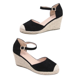 Espadrillas nere su zeppe 77-199 Black nero