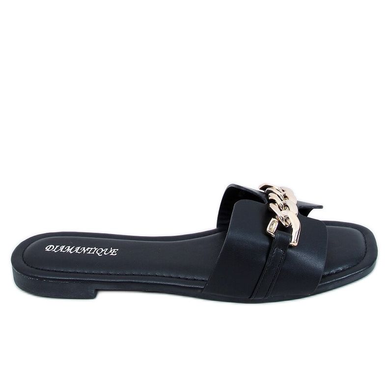 Nero HY23-01 Pantofole nere con catena