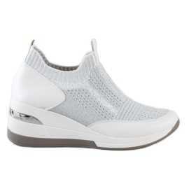 ARTIKER Sneakers slip-on con zeppa bianca d'argento grigio