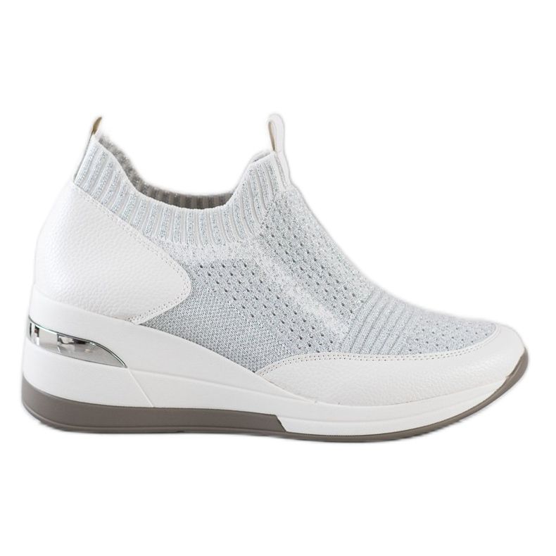 ARTIKER Sneakers slip-on con zeppa bianca d'argento grigio