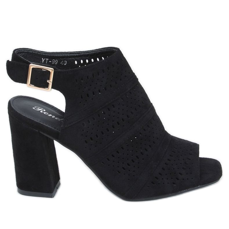 Sandali neri traforati con tacco alto YT-99 Black nero