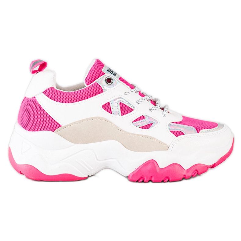 SHELOVET Sneakers con lacci alla moda beige bianca rosa d'argento