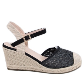 Espadrillas nere su zeppa DZ8006 Black beige nero