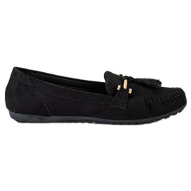 Queentina Mocassini in pelle scamosciata alla moda nero d'oro