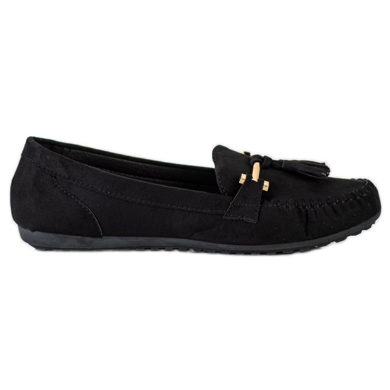 Queentina Mocassini in pelle scamosciata alla moda nero d'oro
