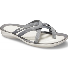 Pantofole da donna Crocs Swiftwater Webbing Flip W Grigio chiaro 205479 Oct.
