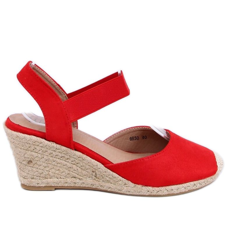 Espadrillas rosse su zeppe, rosso 9R50 Rosso