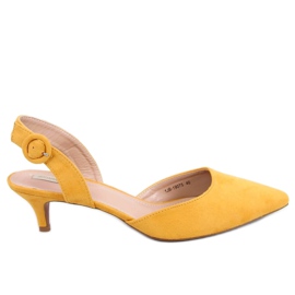 Décolleté con tacco basso miele 1JB-19075 Giallo