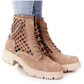 Stivali traforati Workery Lewski Shoes 3030-0 Sand marrone